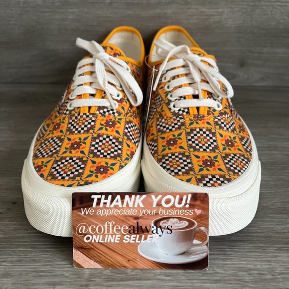 Vans Authentic 44 Dx Anaheim Factory Tile Check Yellow Size 10.5 Men's NWOB - Picture 2 of 8